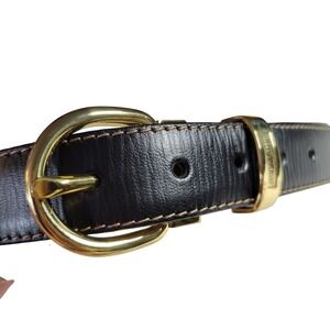 Gold Pfeil Handmade in Germany Black Leather Belt Gold Buckle 105cm 597/105
